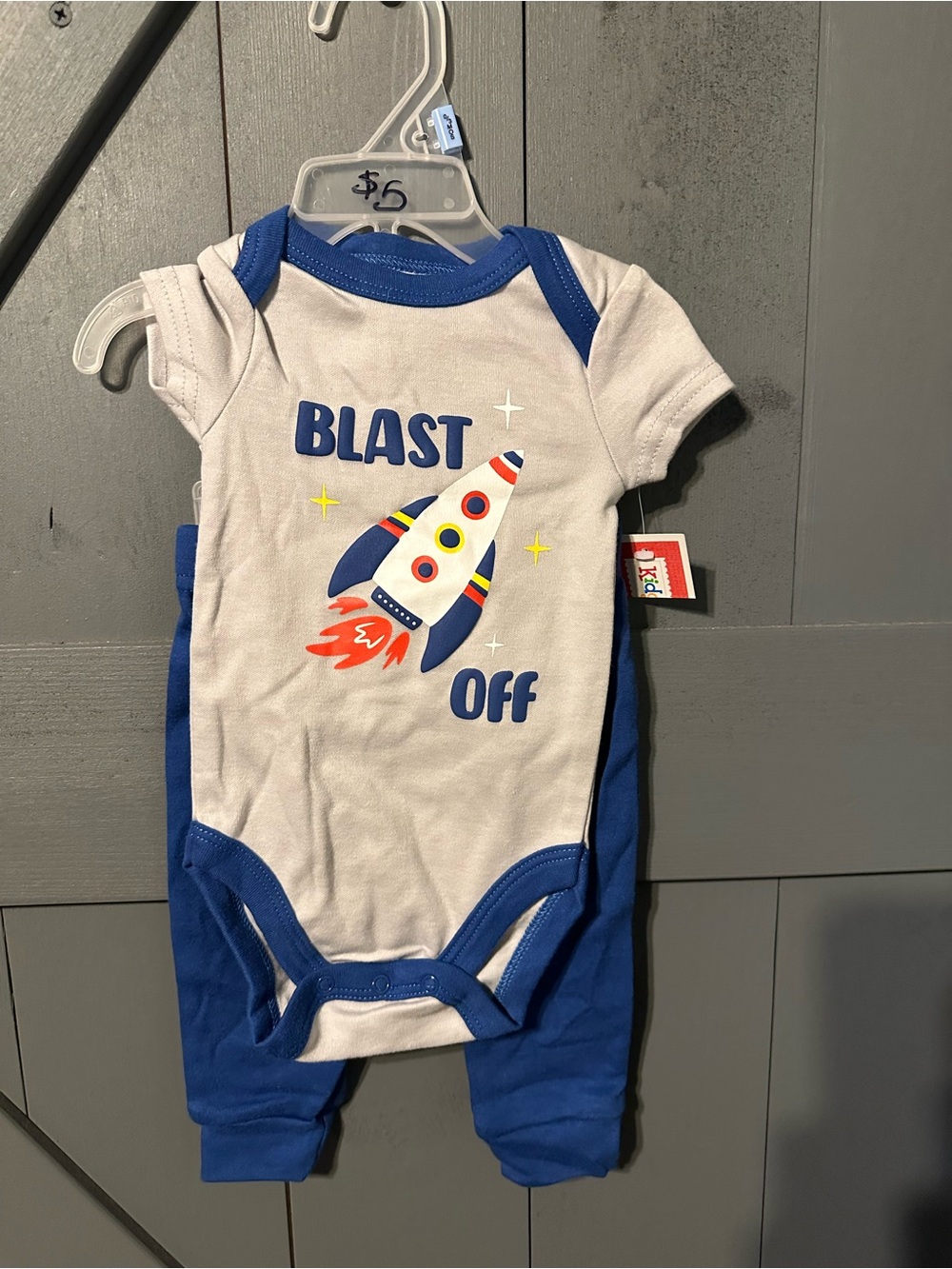 Baby Boy Clothing Bundle | Rocket 2pc Set (0-3M) & Dinosaur Bodysuit (18M)